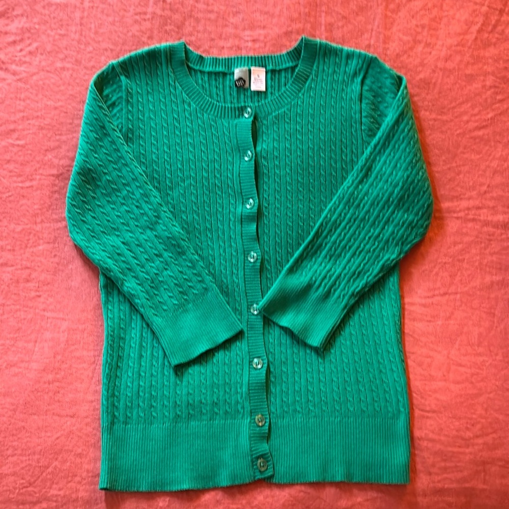 Green cardigan in size medium